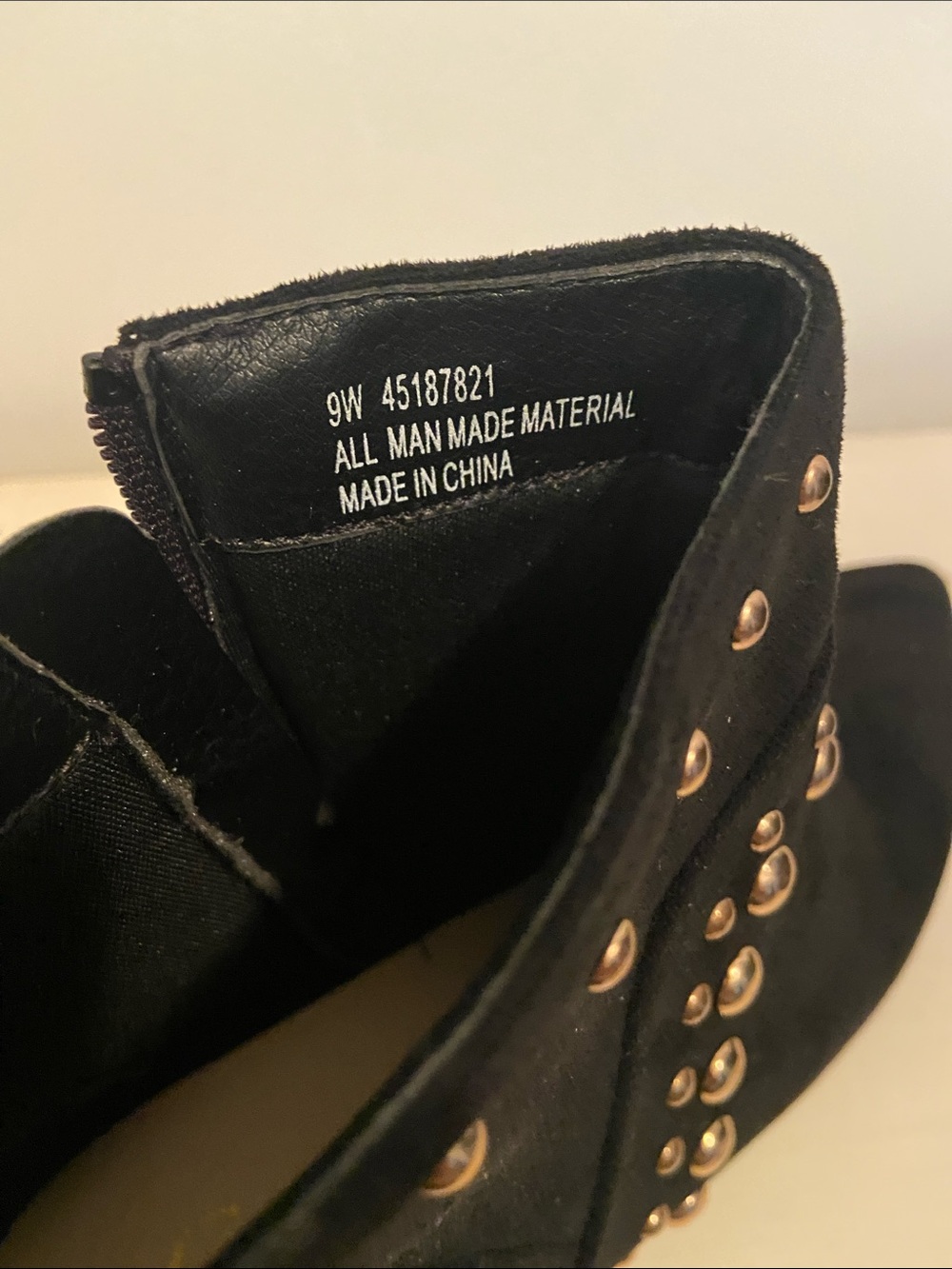 Comfort Est. 1946 by Cato Black Faux Suede Gold Stud Ankle Boot 9W NIB Moto - Picture 8 of 10